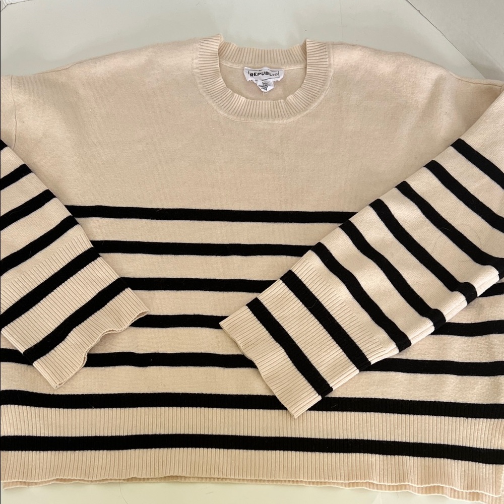 For The Republic Ivory & Black Stripe Sweater